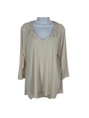 Cato Women's Cutout Neckline & Long Sleeves Lightweight Stretch Top Size XL